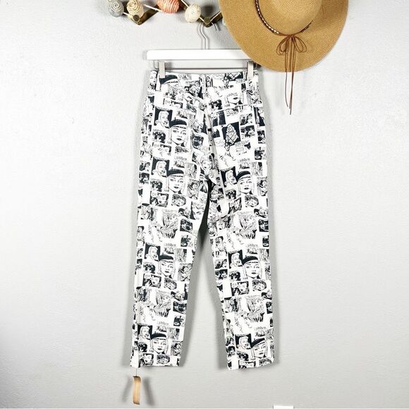 NWT Reformation Cynthia High Rise Straight Jeans in Black & White Comic Size 26 - Picture 5 of 11